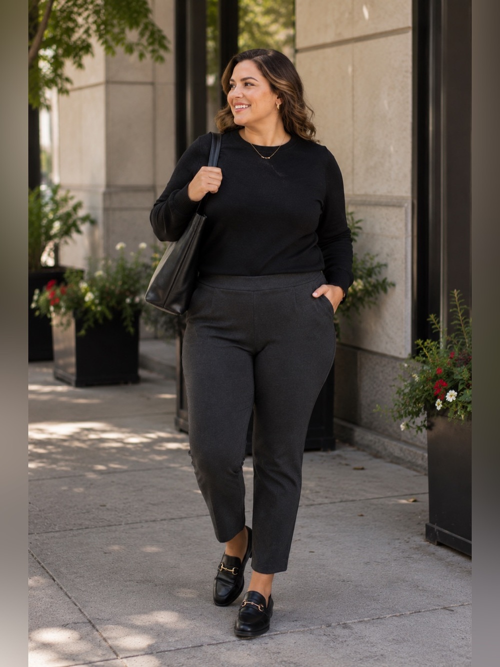 Chico’s 3 Slimming Pull On Stretch Ponte Pants size XL Dark Heather Gray